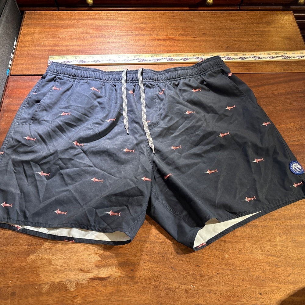 AFTCO AOP Fish Shorts Men Sz 2XL Trunks Elastic Drawstring Pockets. Cut Liner